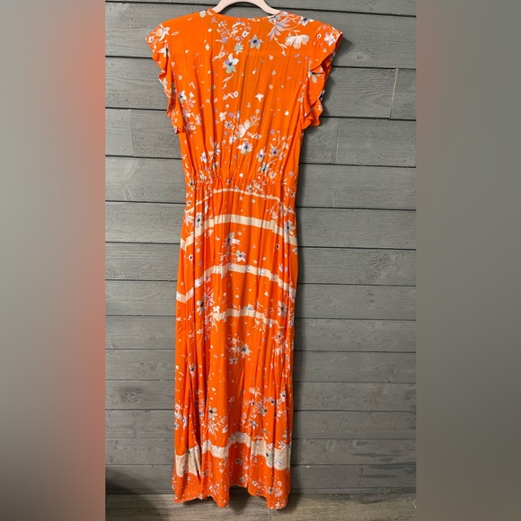 NWT Maaji Orange Floral Flowering Secret Cinched Maxi  Dress Sz Small - Picture 10 of 16